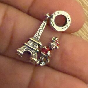 Pandora Silver and Red Eiffel Tower Charm